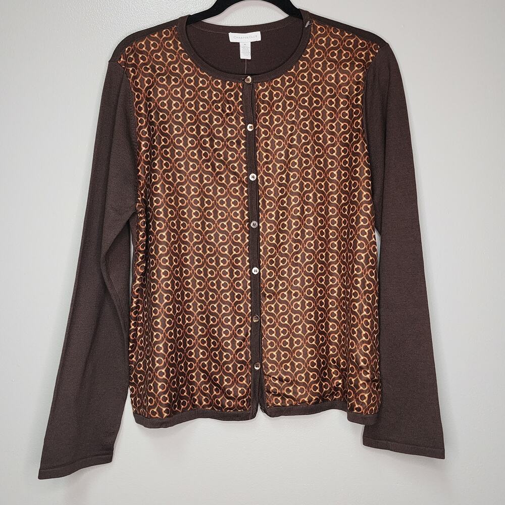 NWT Charter Club Silk Cardigan size XL
